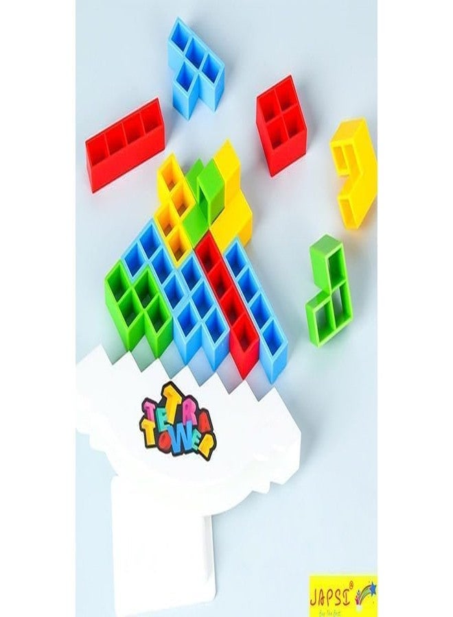 JAPSI Tetra Tower Balance Game, Building Block Stack Tower Game, 16 Pieces, Multi-Color, 2+ Players - Image 4